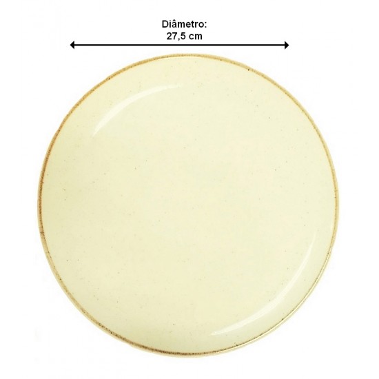 Prato 27,5cm Raso Cerâmica Corona Caoba Bege